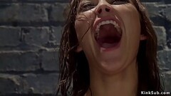 Blonde lesbian whips and spanks brunette Thumb